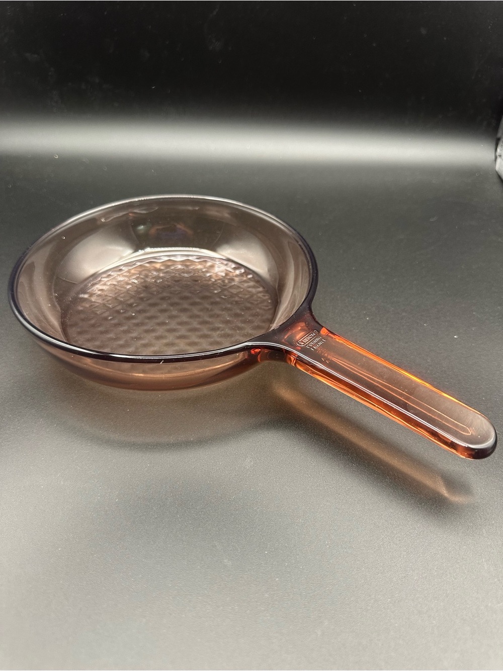 Corning Vision Ware Amber Glass Skillet – 7", Excellent Preloved Condition